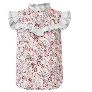Rebecca Taylor La Vie Lotus Print Ruffle Blouse Small
